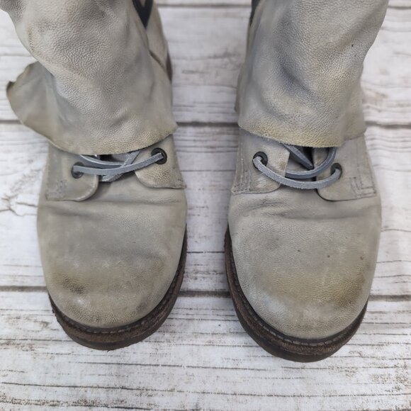 Airstep A.S.98 Taupe Biker Leather Ankle Boots Boho Grunge Rockstar Women Sz 37 - Picture 3 of 10